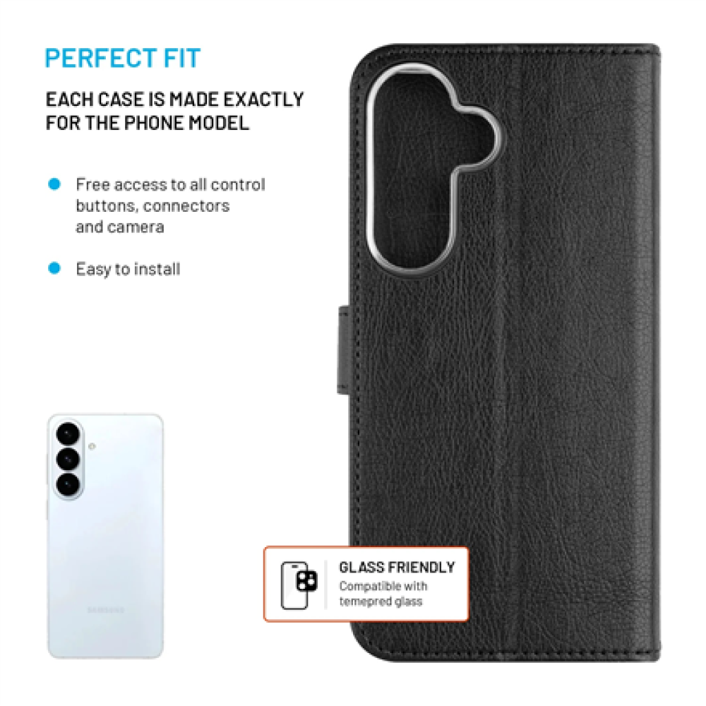 Fixed Opus , Book Case , Samsung , Galaxy S26+ , Synthetic leather , Black