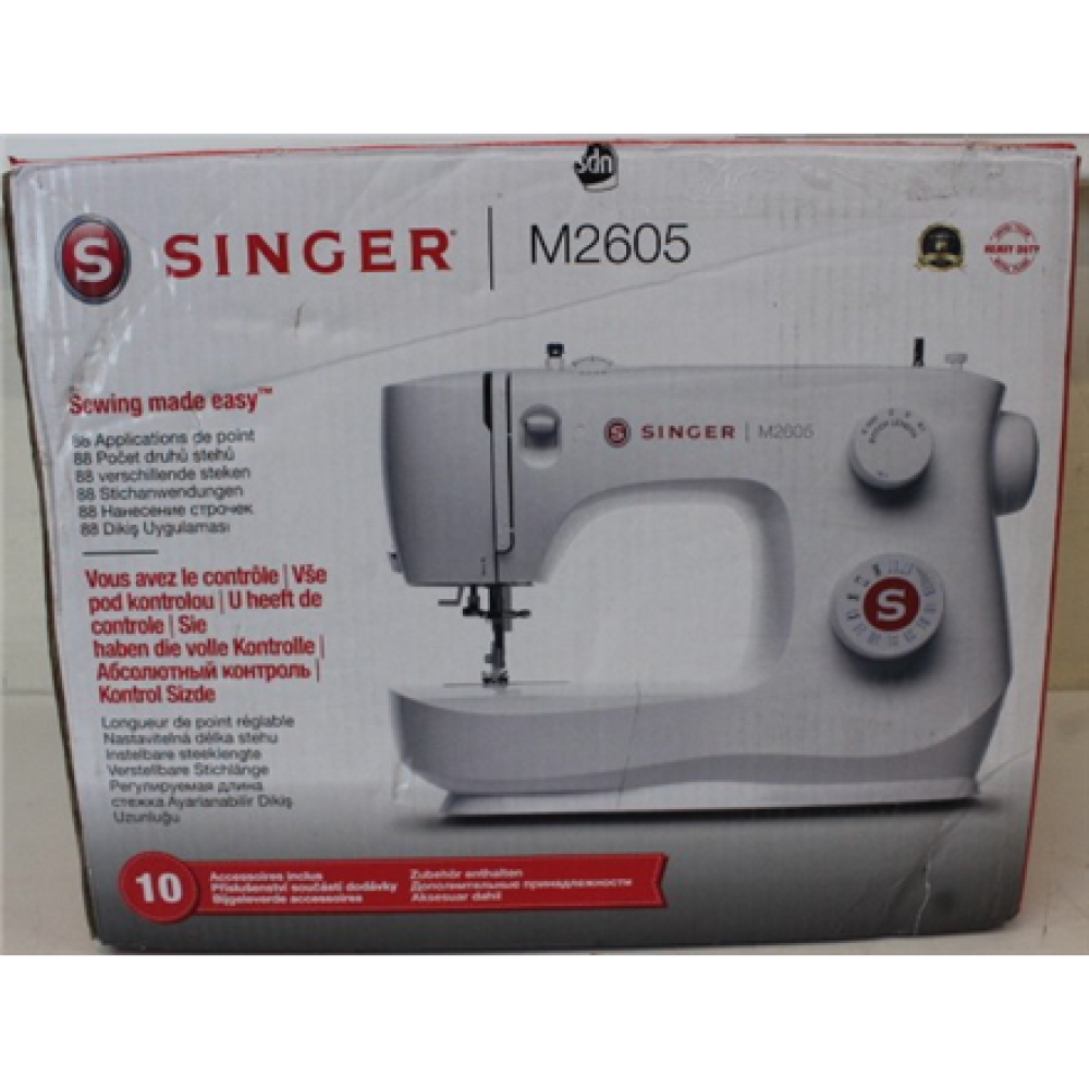 SALE OUT. , Singer Sewing Machine , M2605 , Number of stitches 12 , White , DAMAGED PACKAGING