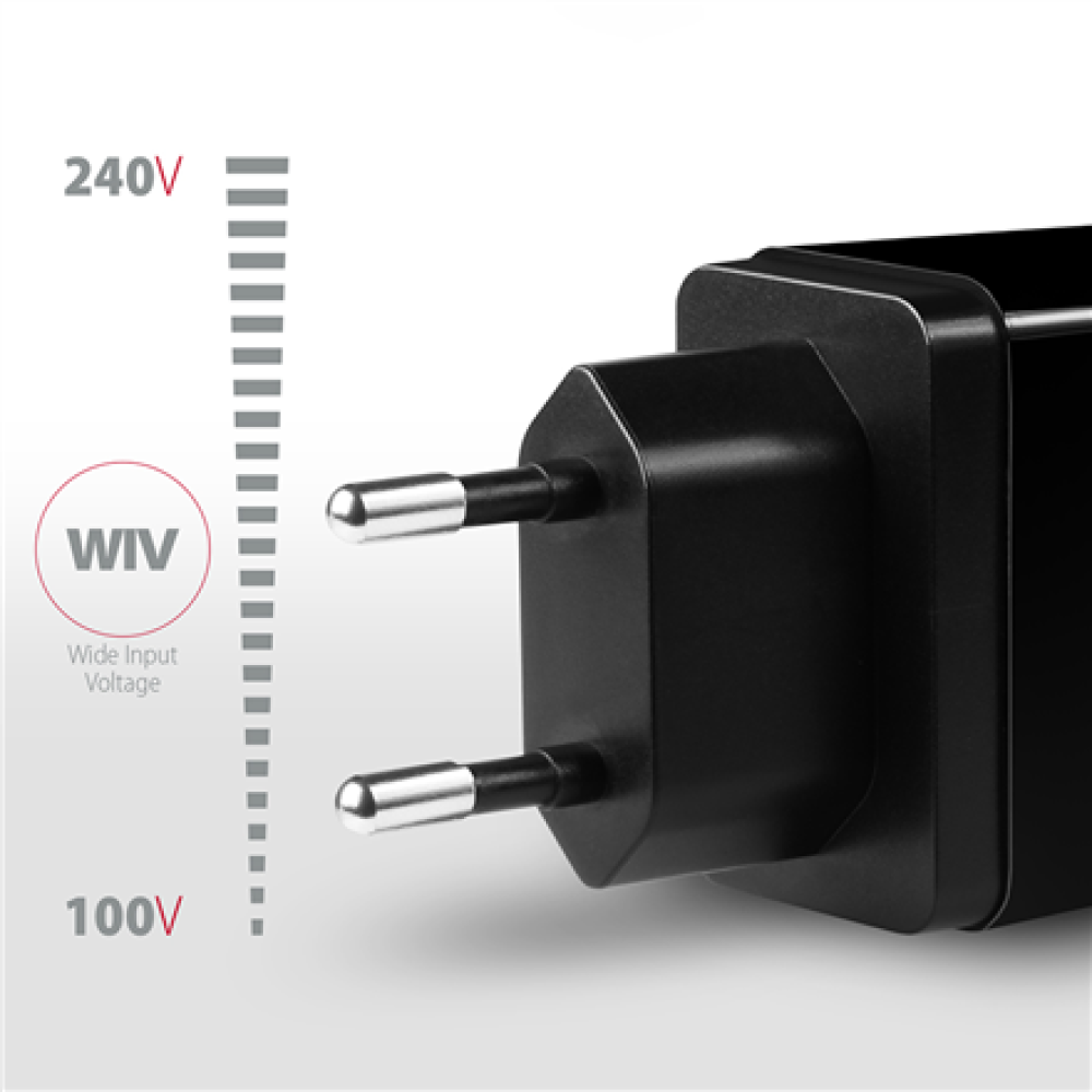 AXAGON Dual wallcharger 240V/2x USB port QC3.0/AFC/FCP and 5V-1.2A, 24W , ACU-QS24