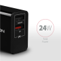 AXAGON Dual wallcharger 240V/2x USB port QC3.0/AFC/FCP and 5V-1.2A, 24W , ACU-QS24