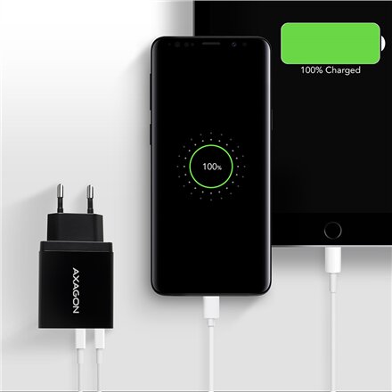 AXAGON Dual wallcharger 240V/2x USB port QC3.0/AFC/FCP and 5V-1.2A, 24W , ACU-QS24