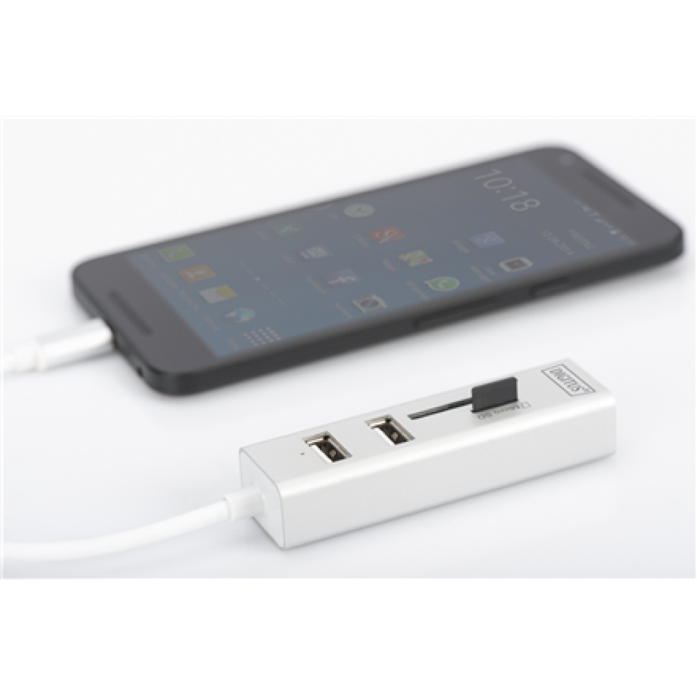 Digitus USB Type-C OTG 3-Port HUB and Card Reader , DA-70243