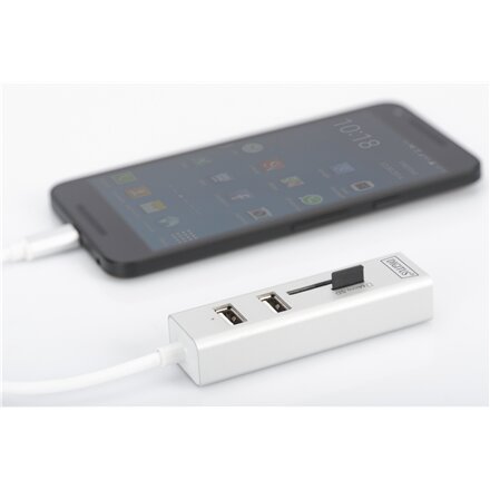 Digitus USB Type-C OTG 3-Port HUB and Card Reader , DA-70243
