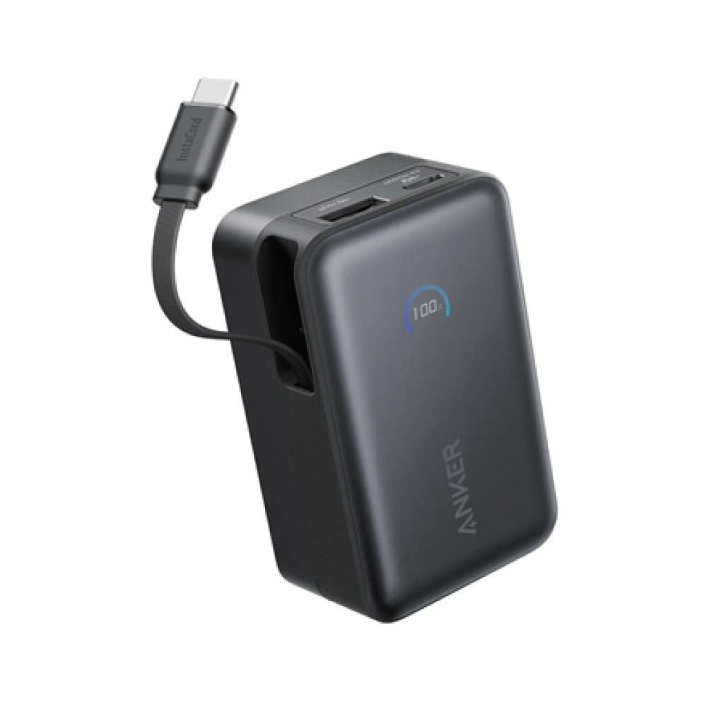 Anker Nano Power Bank 45W with Built-In Retractable USB-C Cable , A1638H11 , 10000 mAh , Black