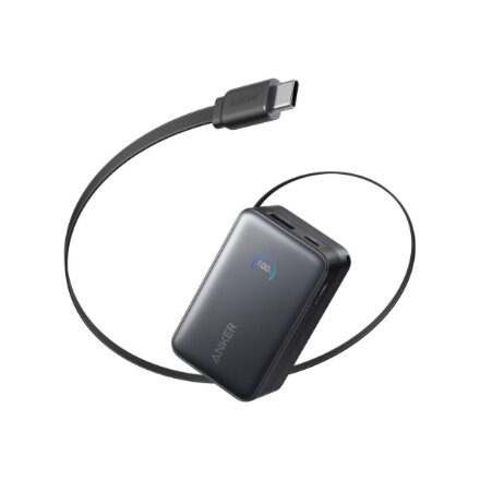 Anker Nano Power Bank 45W with Built-In Retractable USB-C Cable , A1638H11 , 10000 mAh , Black