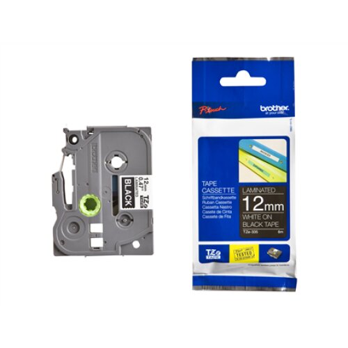 Brother , TZe-335 Laminated Tape , White on Black , TZe , 8 m , 1.2 cm