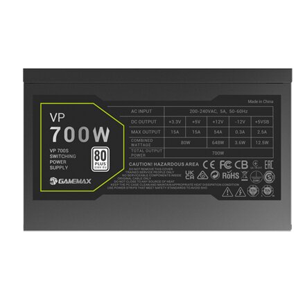 Gamemax PSU , VP 700S , 700 W , Bronze , Non-Modular