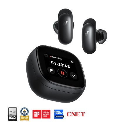Anker Soundcore Wireless Earbuds , Liberty 5 Pro Max , Bluetooth , In-Ear , Microphone , Black , Noise canceling , Noise reduction