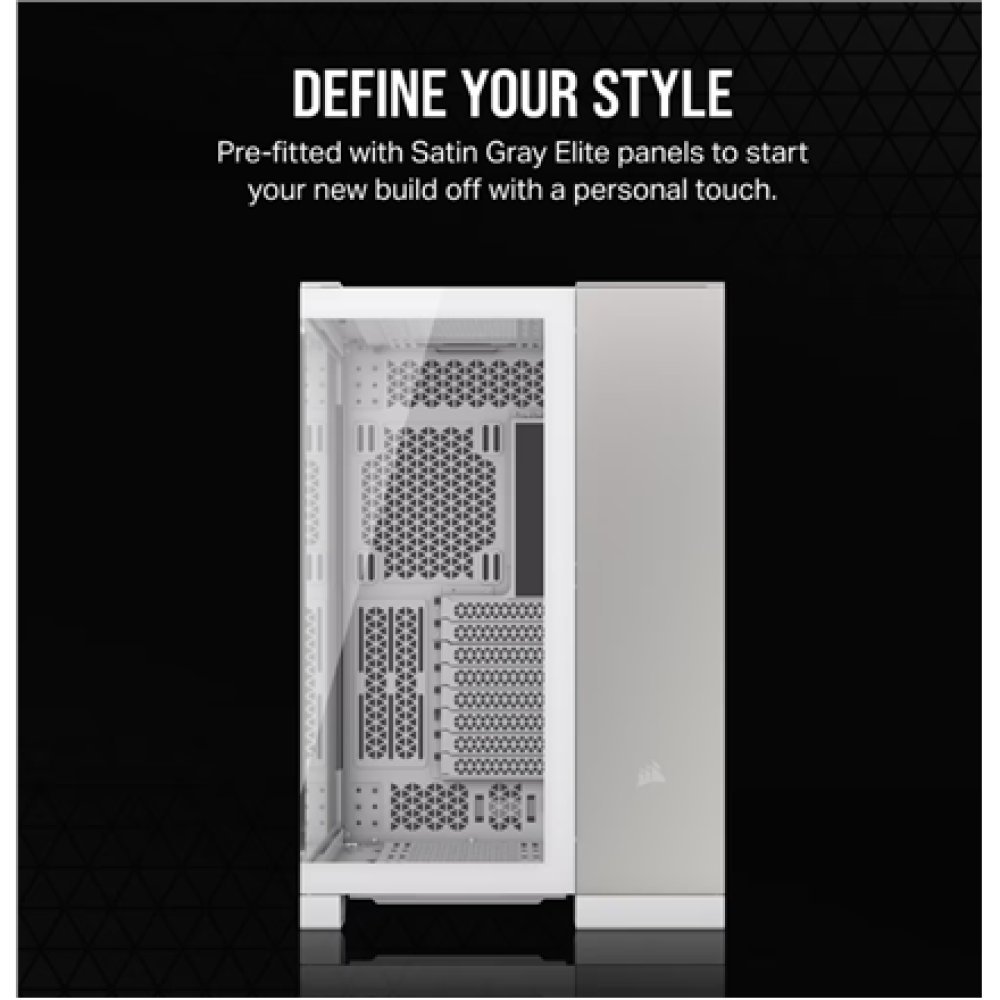 Corsair PC Case , 6500X Dual Chamber , White/Satin Gray Aluminum , Mid-Tower , Power supply included No