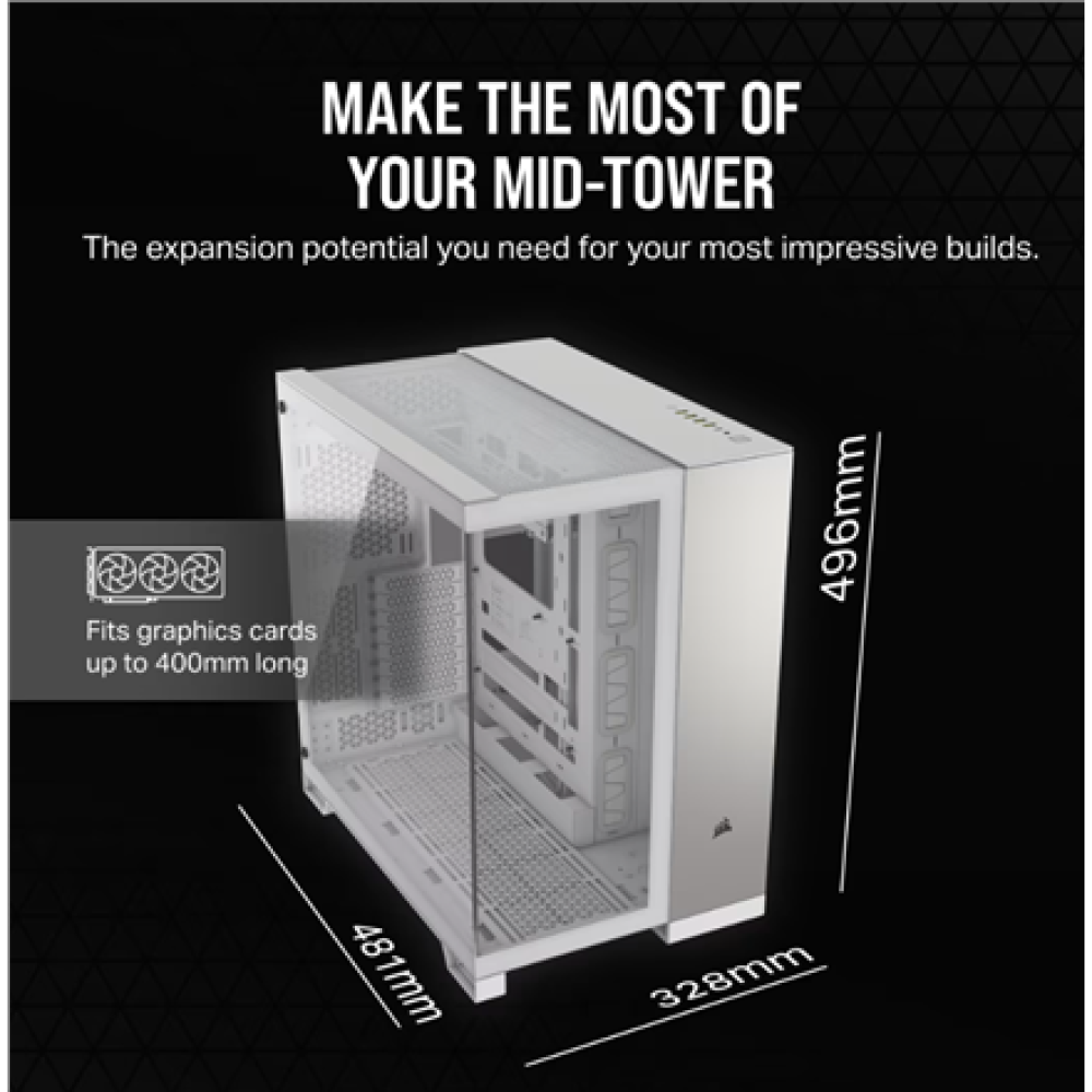 Corsair PC Case , 6500X Dual Chamber , White/Satin Gray Aluminum , Mid-Tower , Power supply included No