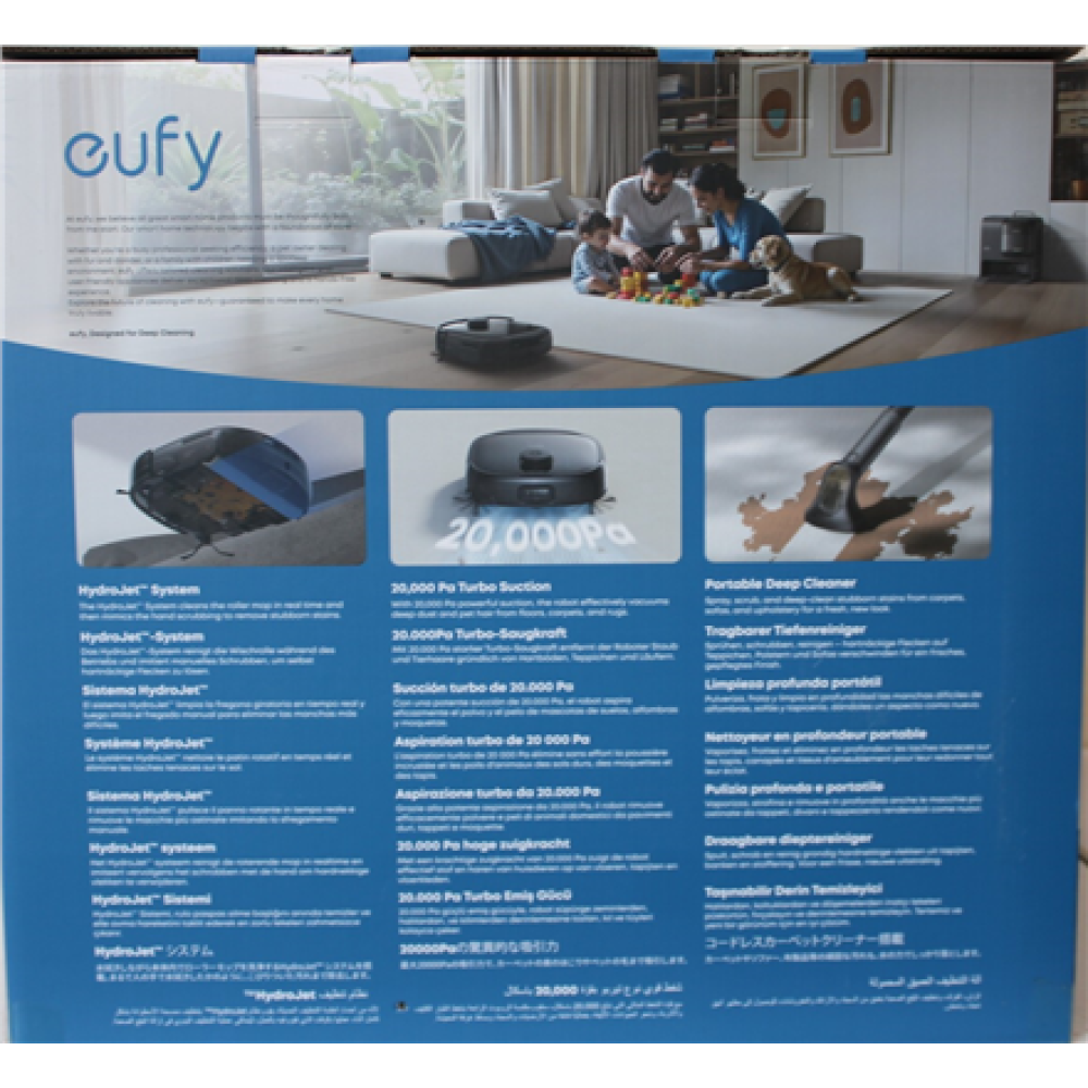 SALE OUT. Anker Eufy Robot Vacuum Cleaner Omni E28, Black , Anker Eufy Robot Vacuum Cleaner , Omni E28 , Wet&Dry , Dust capacity 3 L , 20000 Pa , Black , DAMAGED PACKAGING, MISSING INNER PACKAGING (BAGS). ITEM IS USED, DIRTY, WET AND SCRATCHED. NOT FU