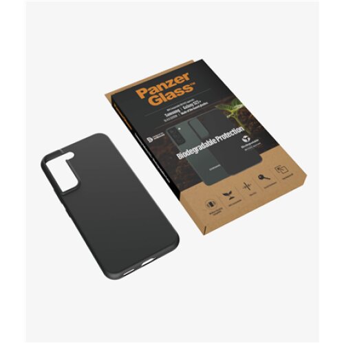 PanzerGlass Biodegradable Case Samsung Galaxy S22+ Bio-based plastic Black 100% Compostable. Contains wood material. Sleek black design. Compatible with wireless charging