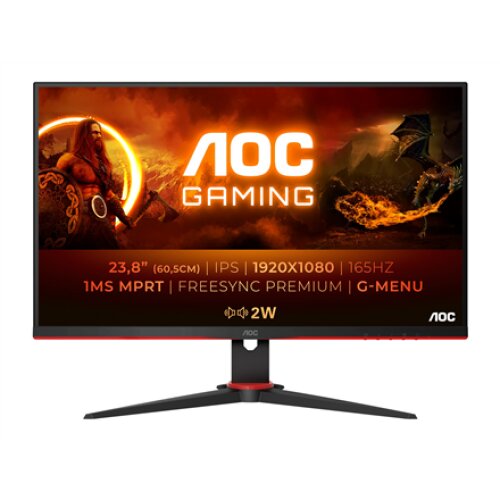 AOC , Monitor , 24G2SPAE/BK , 23.8 , IPS , FHD , 16:9 , 165 Hz , 4 ms , 1920 x 1080 , 300 cd/m² , HDMI ports quantity 2