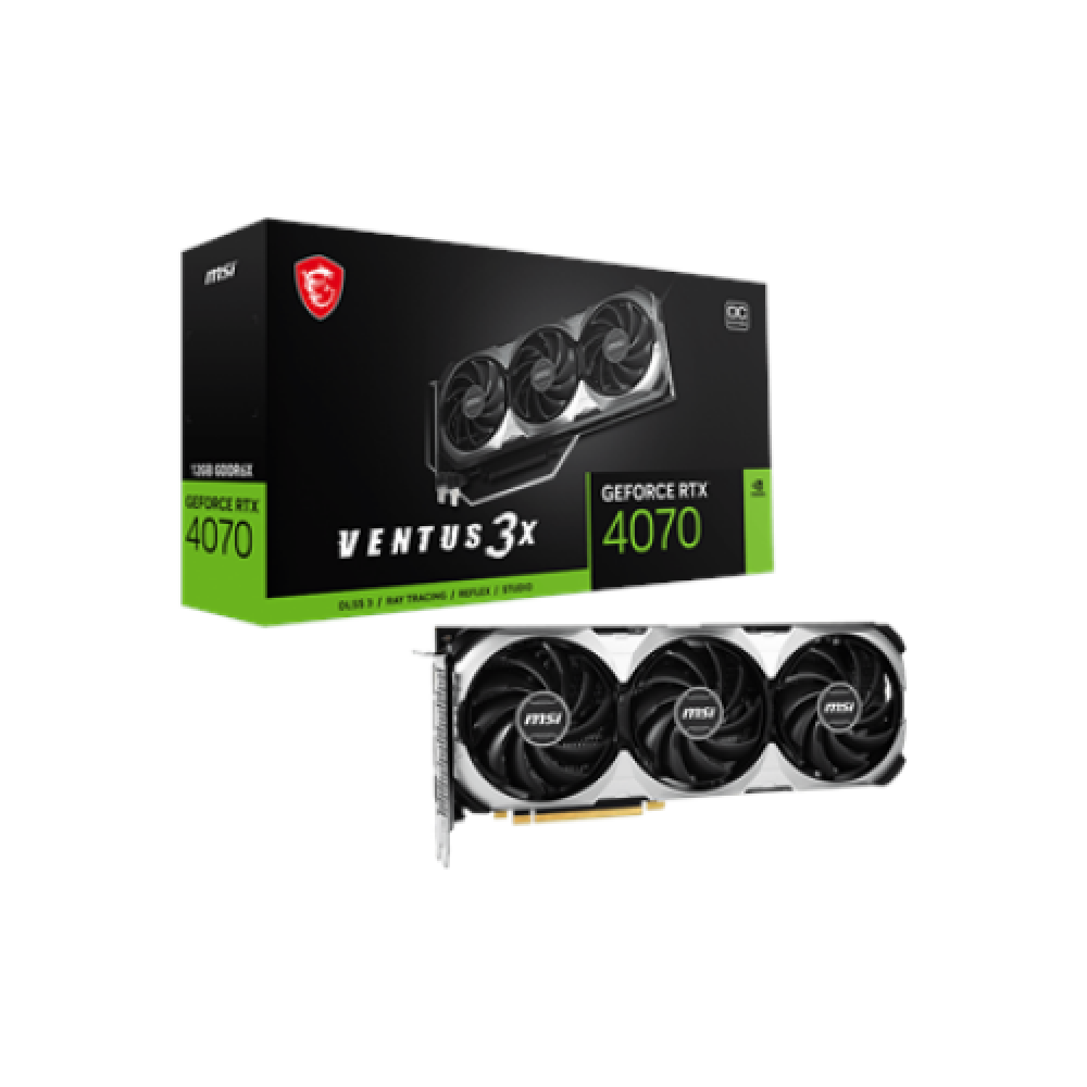 MSI GeForce RTX 4070 VENTUS 3X 12G OC NVIDIA, 12 GB, GeForce RTX 4070, GDDR6X, PCI Express Gen 4, HDMI ports quantity 1, Memory clock speed 21000 MHz