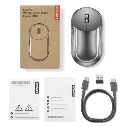 Lenovo Multi-Mode Mouse 8000 , Wireless , 2.4G, Bluetooth 5.3 , Thunder Grey