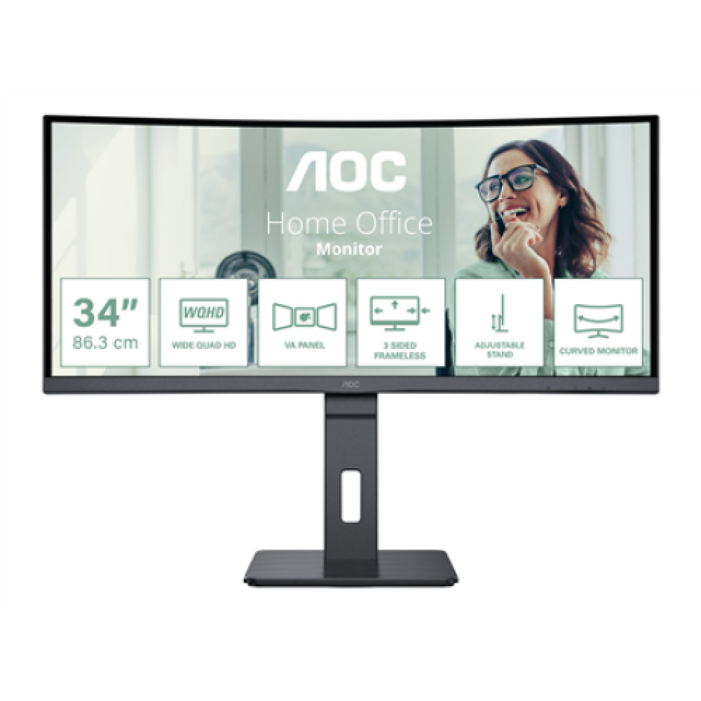 AOC CU34P3CV , 34 , VA , 21:9 , 100 Hz , 4 ms , 3440 x 1440 pixels , HDMI ports quantity 1