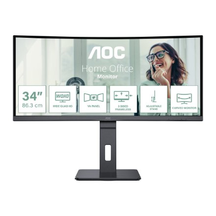 AOC , CU34P3CV , 34 , VA , 21:9 , 100 Hz , 4 ms , 3440 x 1440 pixels , HDMI ports quantity 1