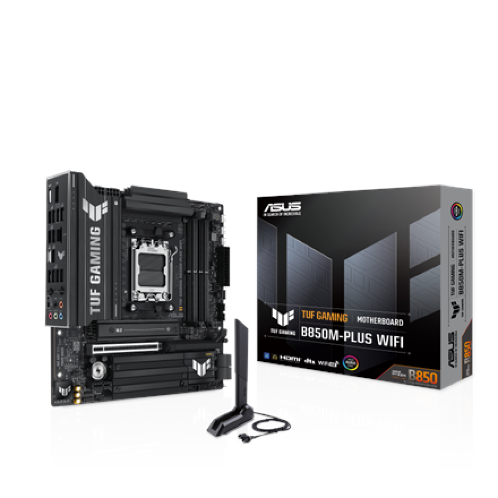 Asus TUF GAMING B850M-PLUS WIFI , Processor family AMD , Processor socket AM5 , DDR5 , Supported hard disk drive interfaces M.2, SATA , Number of SATA connectors 4