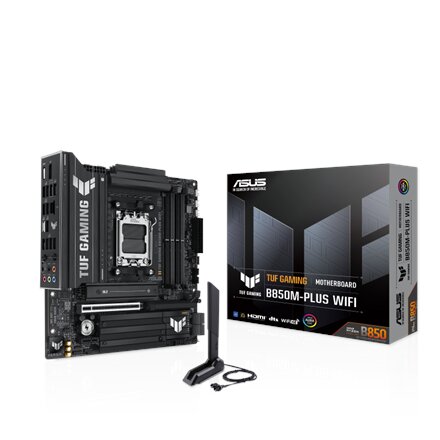 Asus TUF GAMING B850M-PLUS WIFI , Processor family AMD , Processor socket AM5 , DDR5 , Supported hard disk drive interfaces M.2, SATA , Number of SATA connectors 4
