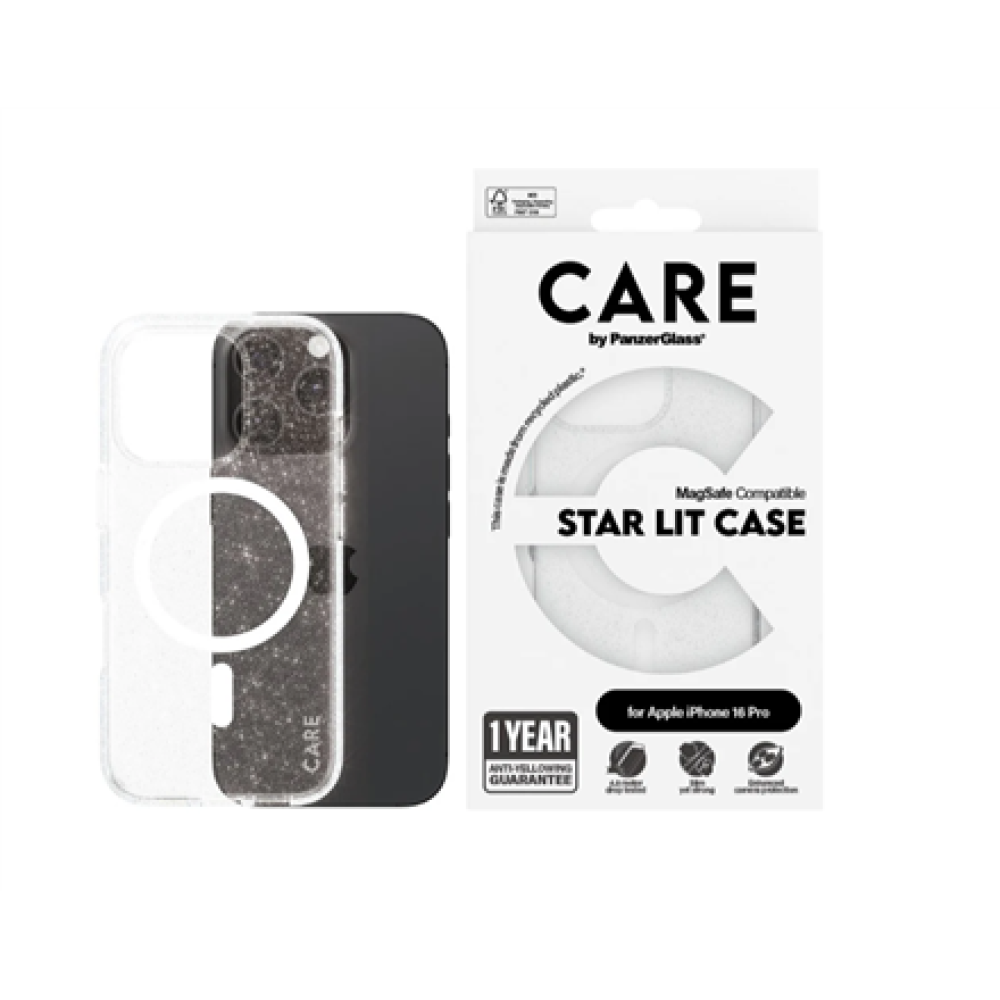 CARE Flagship Case , Back cover , Apple , iPhone 16 Pro , Recycled plastic , White , Urban Combat Star Lit with MagSafe