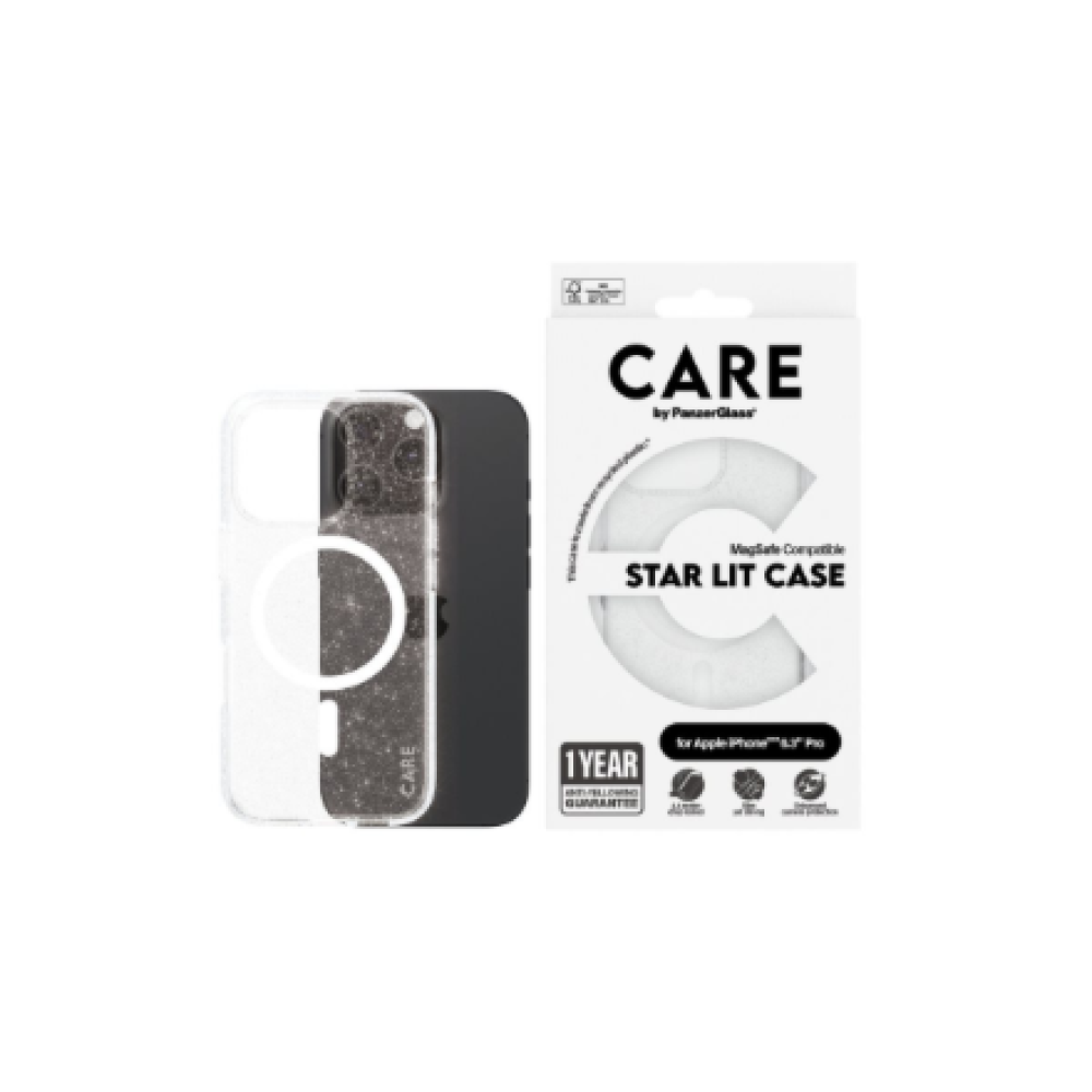CARE Flagship Case , Back cover , Apple , iPhone 16 Pro , Recycled plastic , White , Urban Combat Star Lit with MagSafe