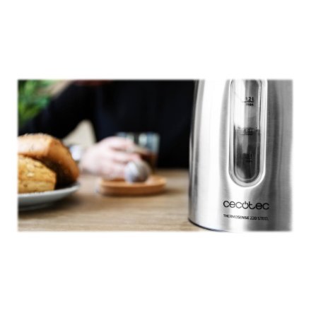 Cecotec Kettle , ThermoSense 220 Steel , Electric , 1630 W , 1.2 L , Stainless Steel , 360° rotational base , Stainless Steel
