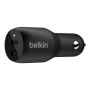 Belkin Dual USB-C Car Charger 36W BOOST CHARGE Black