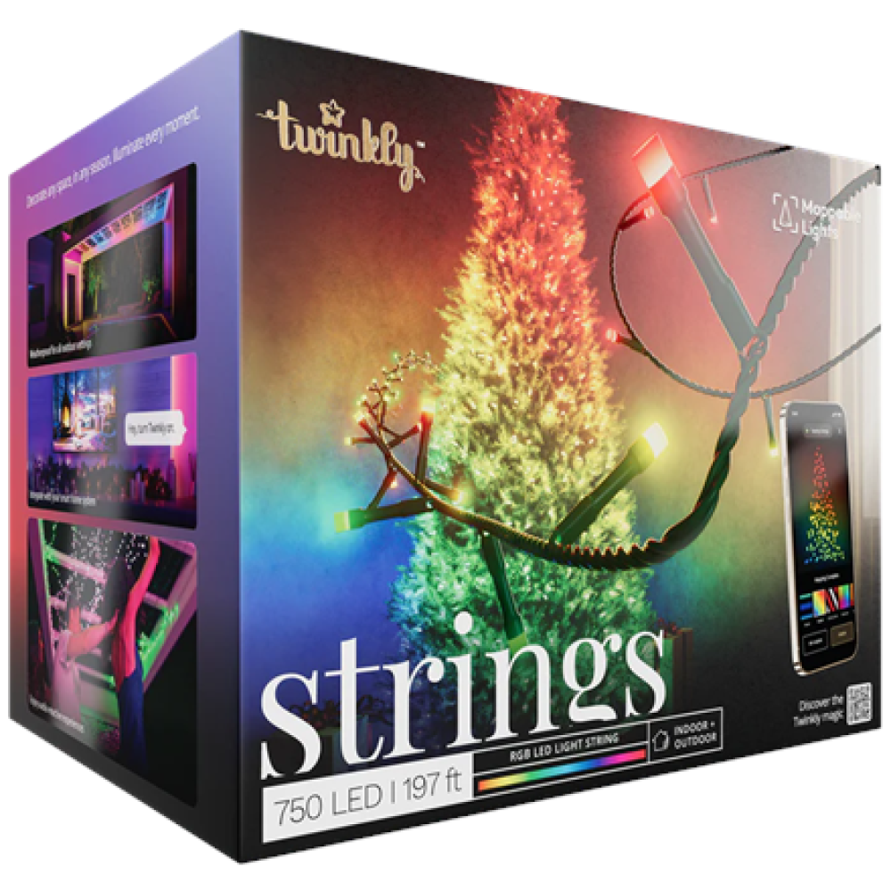 Twinkly Strings Smart LED 750 RGB, 60m, Black wire,Multicolor