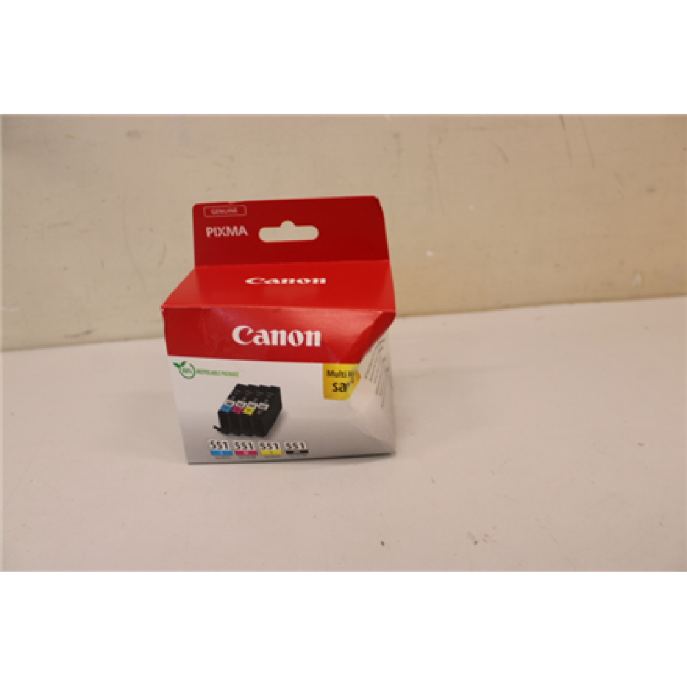 SALE OUT. Canon CLI-551 BK/C/M/Y Ink Cartridge Multipack , Canon Cartridges , CLI-551 BK/C/M/Y Multipack , Ink , Black, yellow, cyan, magenta , DAMAGED PACKAGING