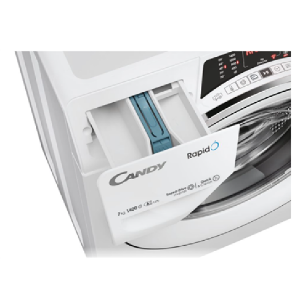 Candy , Washing Machine , RO4 476DWMC7/1-S , Energy efficiency class A , Front loading , Washing capacity 7 kg , 1400 RPM , Depth 45 cm , Width 60 cm , Display , TFT , Steam function , Wi-Fi , White