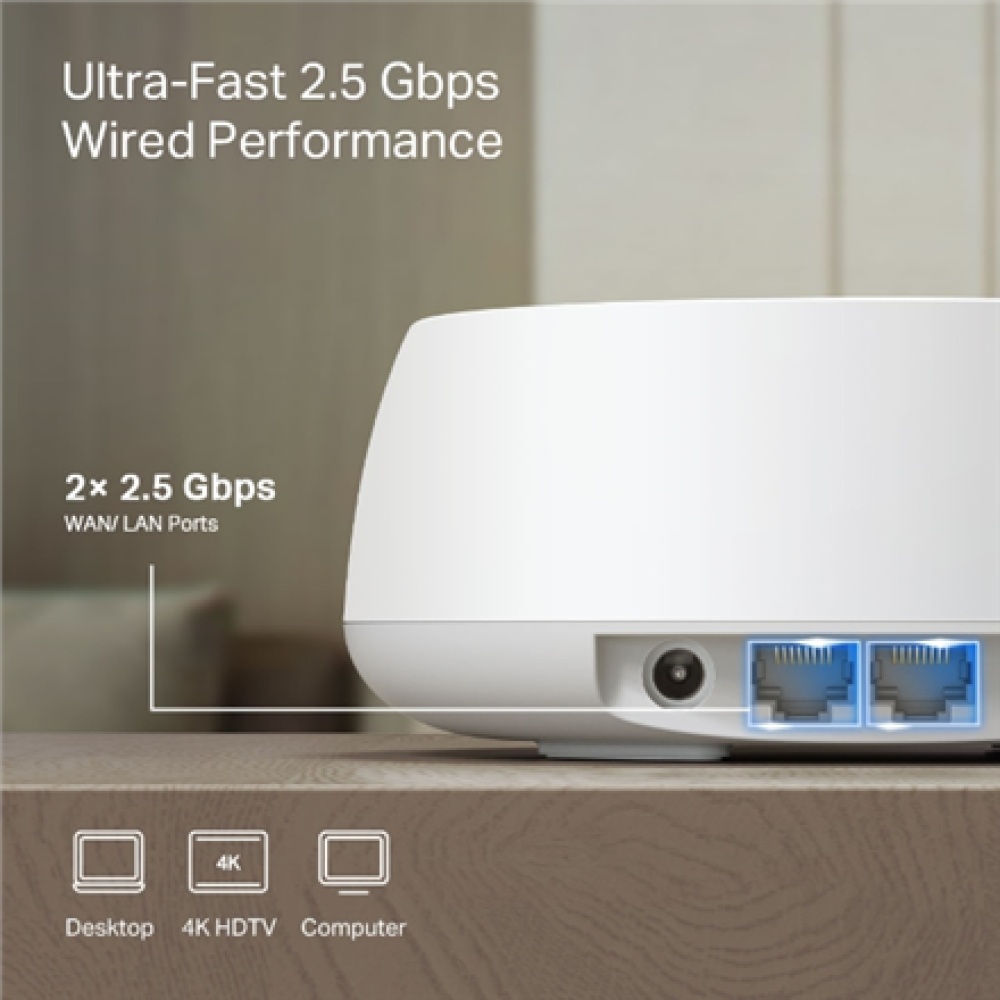TP-LINK BE3600 Whole Home Mesh Wi-Fi 7 System , Deco BE25 (3-pack) , 802.11be , 2882 Mbit/s , Ethernet LAN (RJ-45) ports 1 , Mesh Support Yes , MU-MiMO No , No mobile broadband
