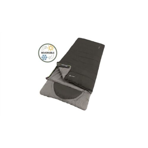 Outwell Contour Midnight Black L, Sleeping Bag - Left Zipper, 220 x 85 cm, YKK 2-way L-shape open-end with auto lock, Black