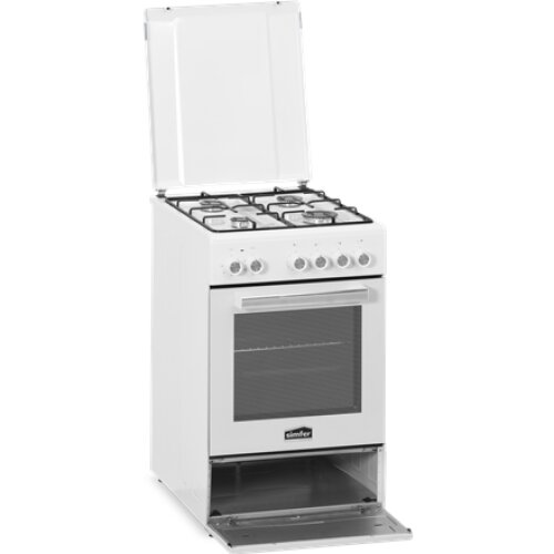 Simfer , Cooker , 5405SERBB , Hob type Gas , Oven type Electric , White , Width 50 cm , Depth 60 cm , Electronic ignition , Energy efficiency class A , 43 L