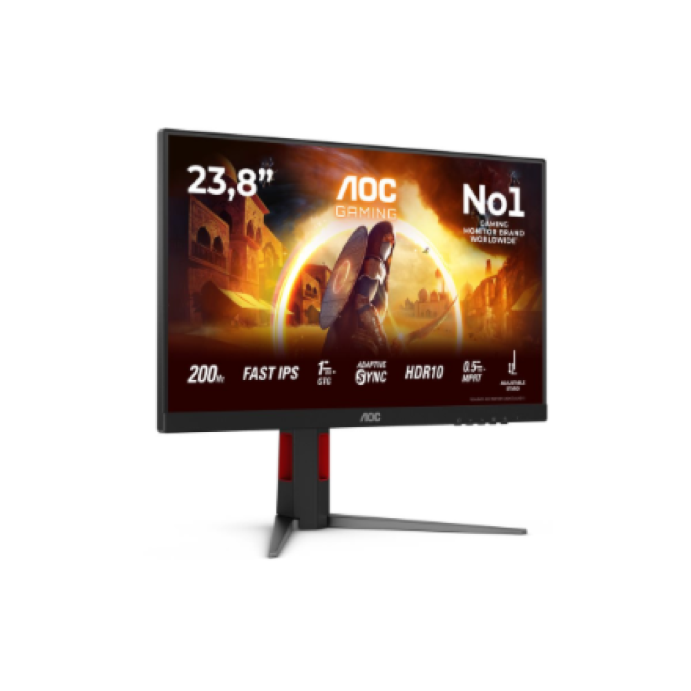 AOC , 24G4HA , 24 , Fast IPS , FHD , 16:9 , 200 Hz , 0.5 ms , 1920 x 1080 pixels , 300 cd/m² , HDMI ports quantity 2 , Black, Red