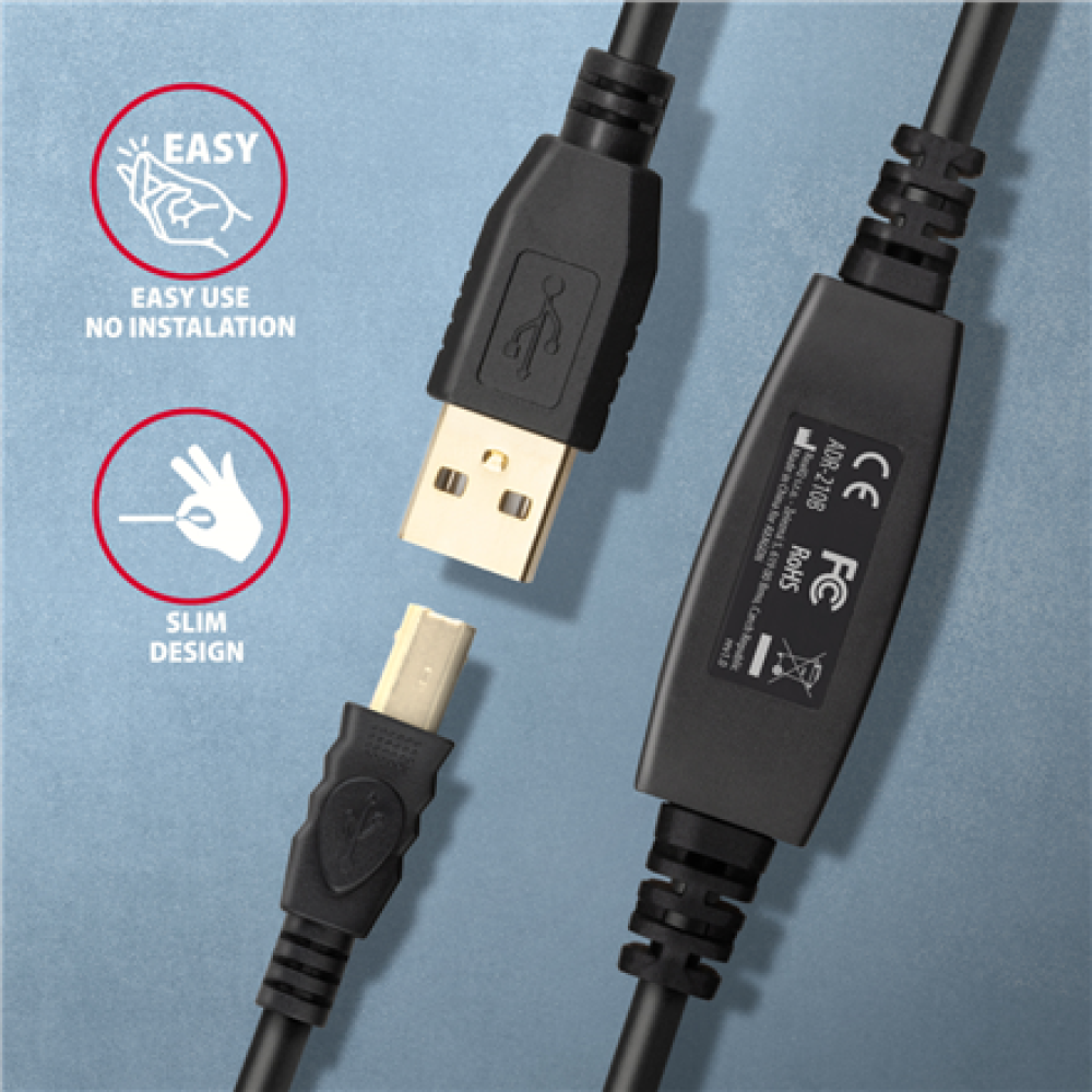 ADR-210B AXAGON USB repeater cable, 10 m , ADR-210B , USB Type A - USB Type B