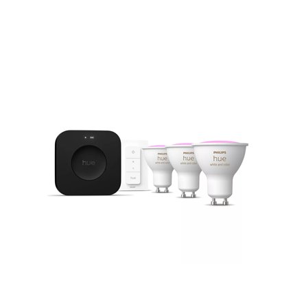 Philips Hue Starter set: 3 GU10 bulbs, dimmer switch, Hue Bridge Pro , GU10 , Zigbee, Wi-Fi, Bluetooth