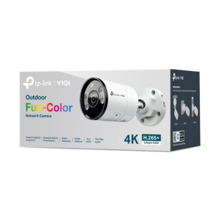 TP-LINK InSight S385 , VIGI Outdoor Full-Color Network Camera , Bullet , 8 MP , 2.8mm , H.265+ , MicroSD, up to 512 GB