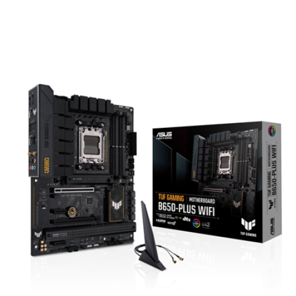 Asus , TUF GAMING B650-PLUS WIFI , Processor family AMD , Processor socket AM5 , DDR5 DIMM , Memory slots 4 , Supported hard disk drive interfaces SATA, M.2 , Number of SATA connectors 4 , Chipset AMD B650 , ATX