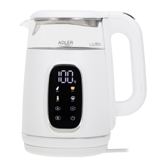 Adler Kettle with LED Display , AD 1305 , Electric , 2200 W , 1.7 L , Plastic , 360° rotational base , White/Silver