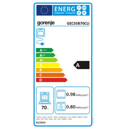 Gorenje , Cooker , GECS5B70CLI , Hob type Vitroceramic , Oven type Electric , Beige , Width 50 cm , Depth 59.4 cm , Energy efficiency class A , 70 L