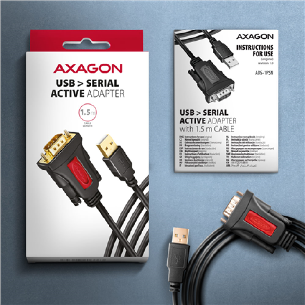 AXAGON USB - SERIAL Active Adapter , ADS-1PSN