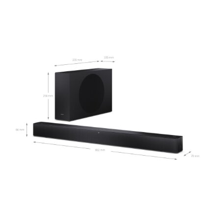 Sharp 2.1 Dolby Atmos/DTS Virtual:X Soundbar with Slim Wireless Subwoofer , HT-SBW310 , 330 W , Bluetooth , Wireless connection , Black