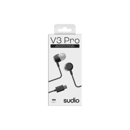 Sudio Earbuds , V3 Pro , In-ear , Microphone , Jet Black , Noise canceling