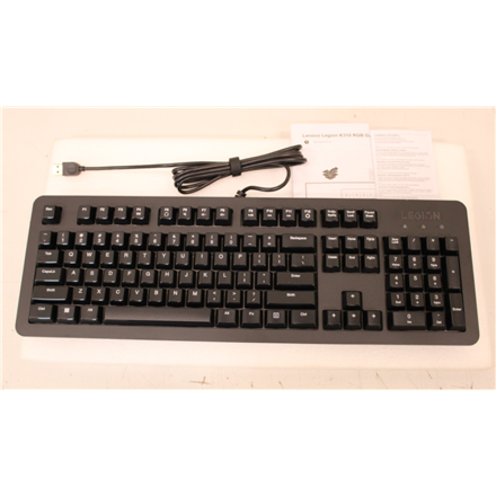 SALE OUT. Lenovo Accessories Legion K310 RGB Gaming Keyboard (US English) , Lenovo Gaming Keyboard , Legion K310 RGB , Keyboard , Wired , US English , DEMO , Black , USB 2.0 , Membrane