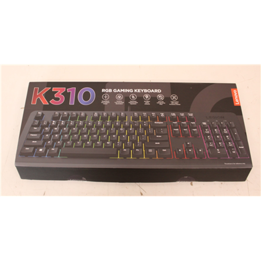SALE OUT. Lenovo Accessories Legion K310 RGB Gaming Keyboard (US English) , Lenovo Gaming Keyboard , Legion K310 RGB , Keyboard , Wired , US English , DEMO , Black , USB 2.0 , Membrane