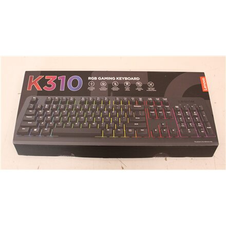 SALE OUT. Lenovo Accessories Legion K310 RGB Gaming Keyboard (US English) , Lenovo Gaming Keyboard , Legion K310 RGB , Keyboard , Wired , US English , DEMO , Black , USB 2.0 , Membrane