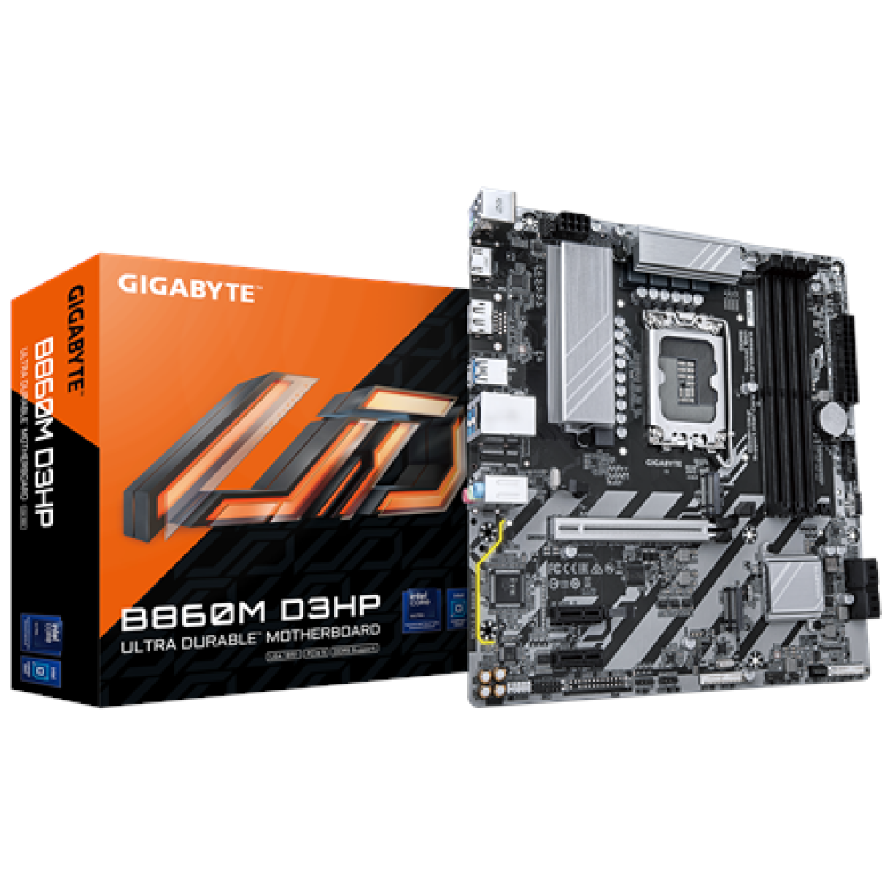 Gigabyte B860M D3HP , Processor family Intel , Processor socket LGA1851 , DDR5 , Supported hard disk drive interfaces M.2, SATA , Number of SATA connectors 4
