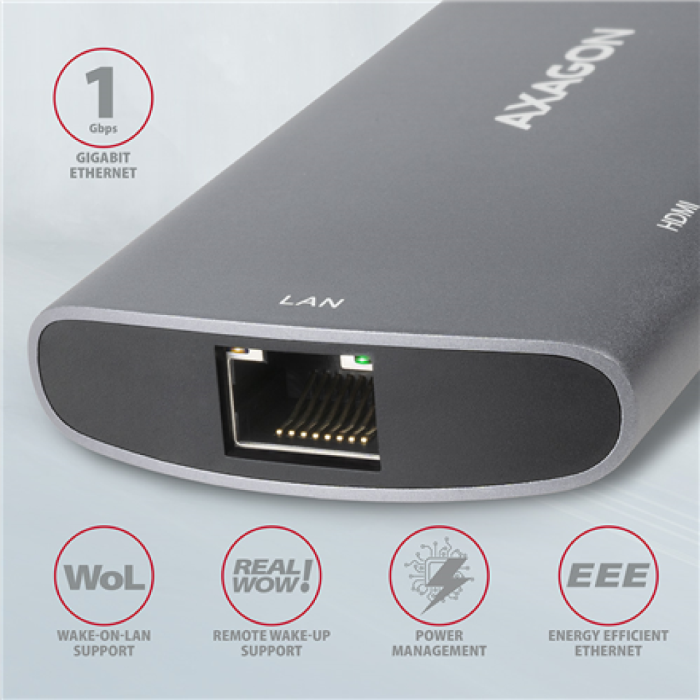 AXAGON SuperSpeed USB-C Combo 6in1 Hub , HMC-6M2