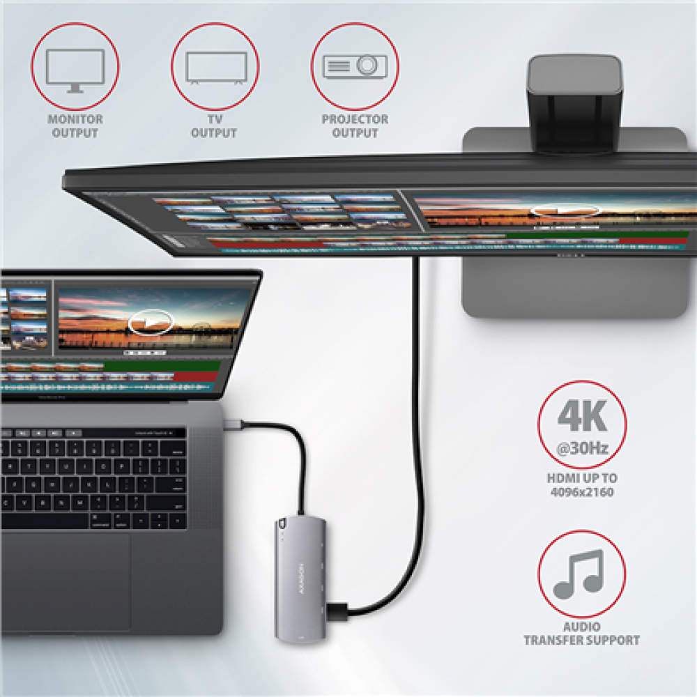 AXAGON SuperSpeed USB-C Combo 6in1 Hub , HMC-6M2