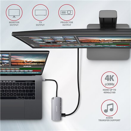 AXAGON SuperSpeed USB-C Combo 6in1 Hub , HMC-6M2
